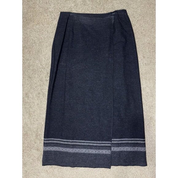 EDDIE BAUER Womens Gray Wool Blend Blanket Wrap Skirt Sz 18 Tall Southwestern - Picture 1 of 10
